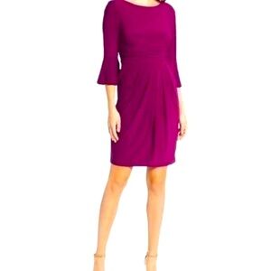 Eliza J Bell Sleeve Magenta Royale Fit Flare Dress size 0